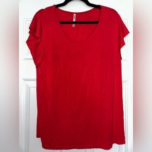 Soma Red Flutter Sleeve Ruffled T-Shirt